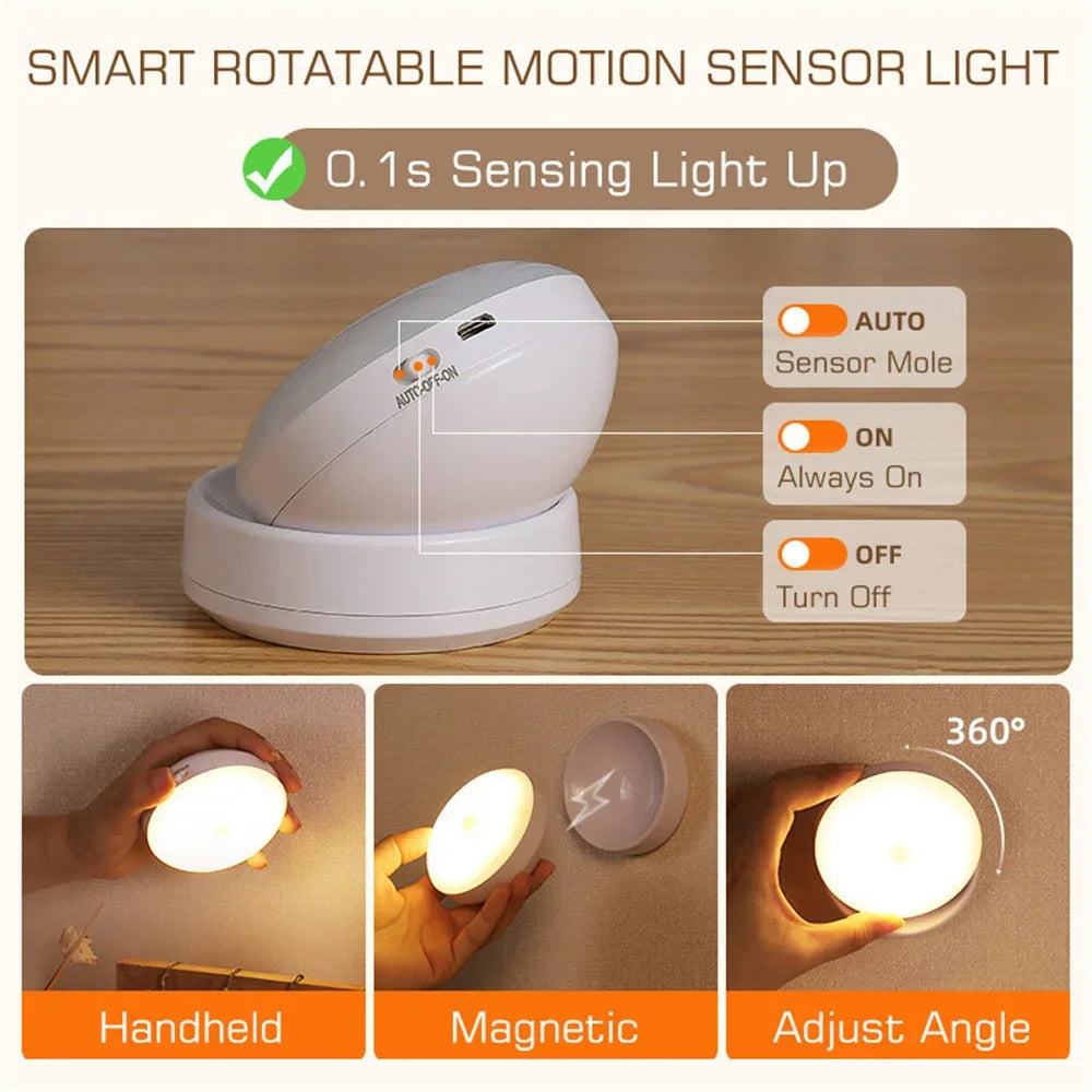 Lâmpada LED Com Carregamento USB E Sensor De Movimento